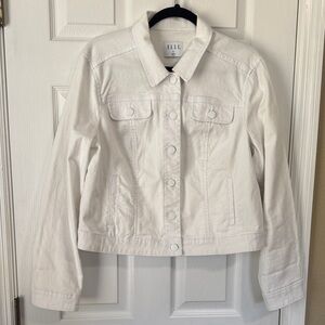 Elle White Classic Denim Jacket with Button Front